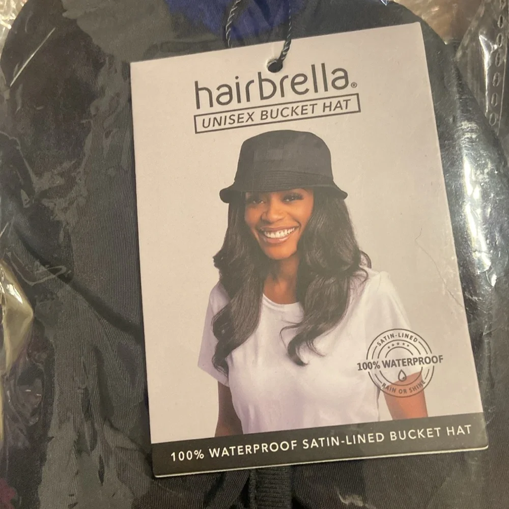 Hairbrella Unisex Bucket Hat black sat lined waterproof - Picture 4 of 4